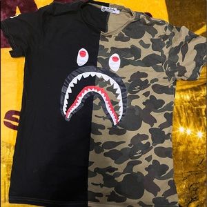 Kids large black and camouflage bape T-shirt